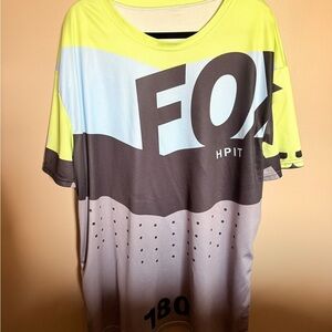 Fox Women's Jersey - Neon Yellow, Light Blue, Gray